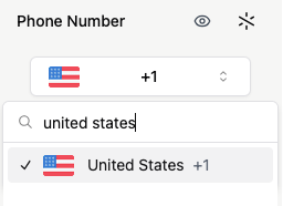 Select default country code
