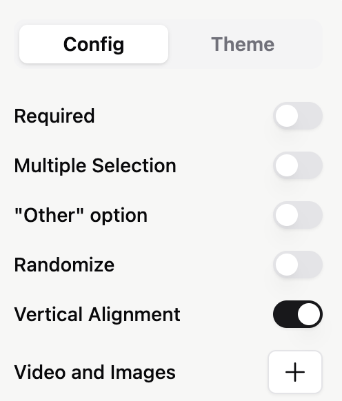 Multiple Choice settings
