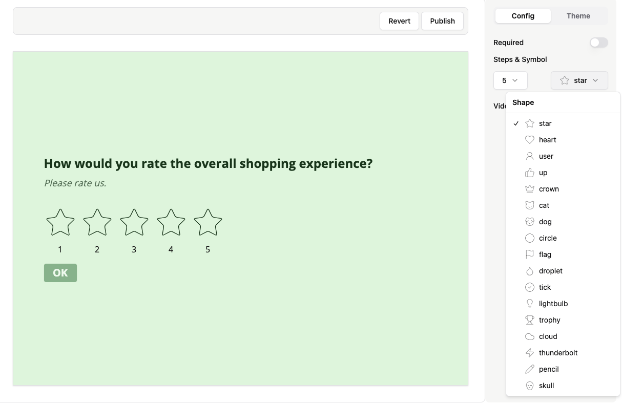 Rating question symbols