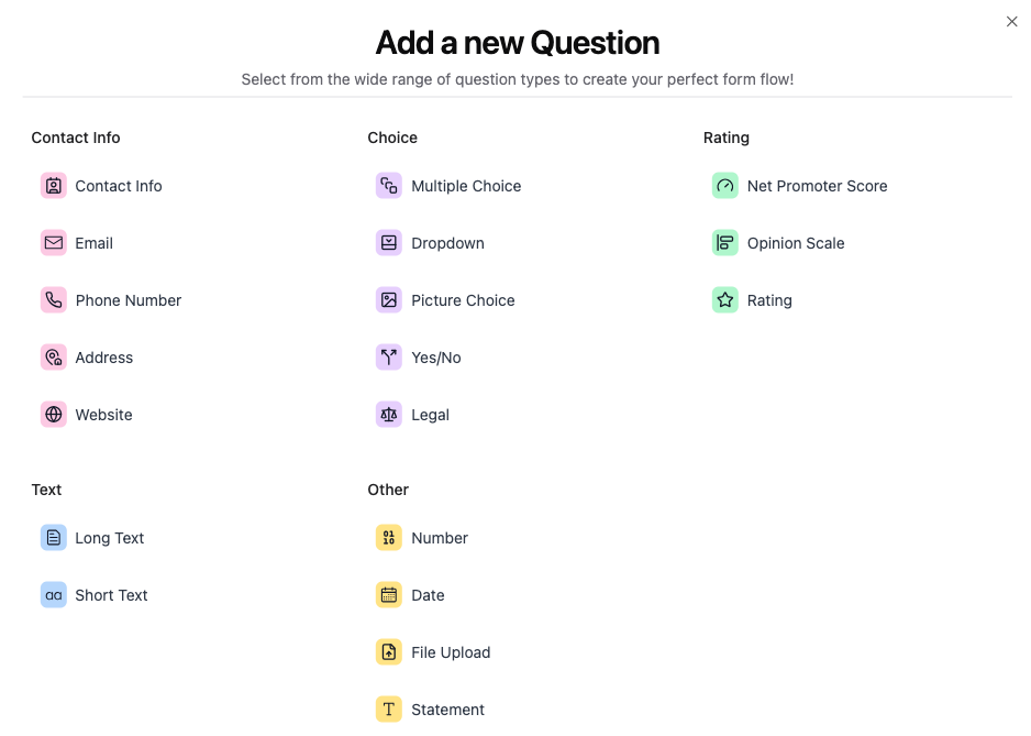 Select Question type