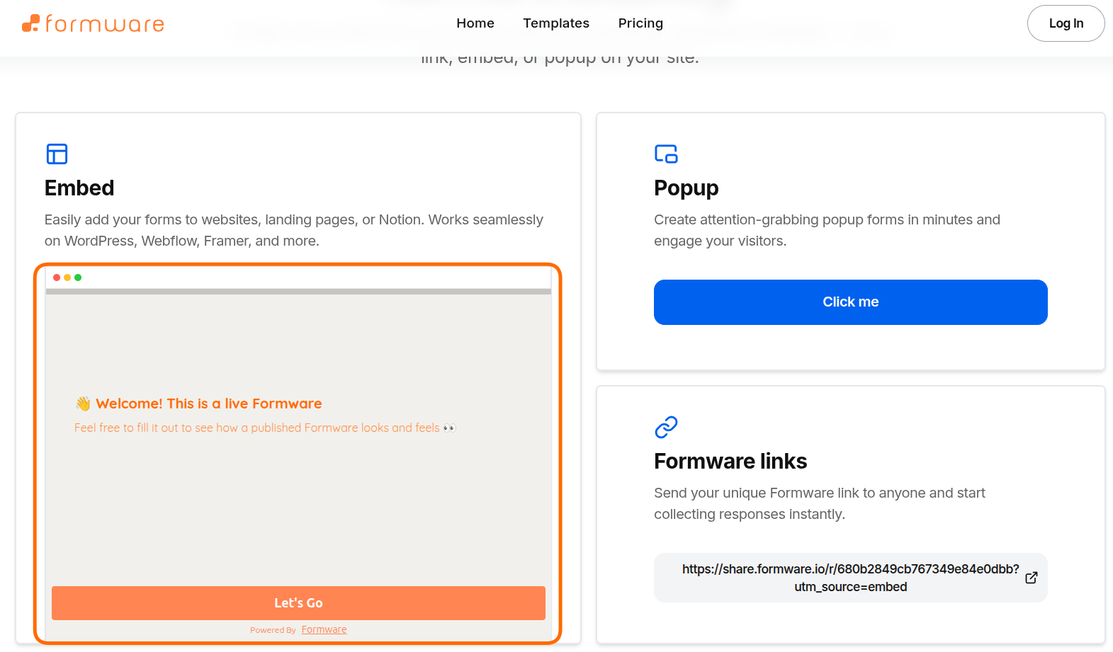 Iframe embed on Formware