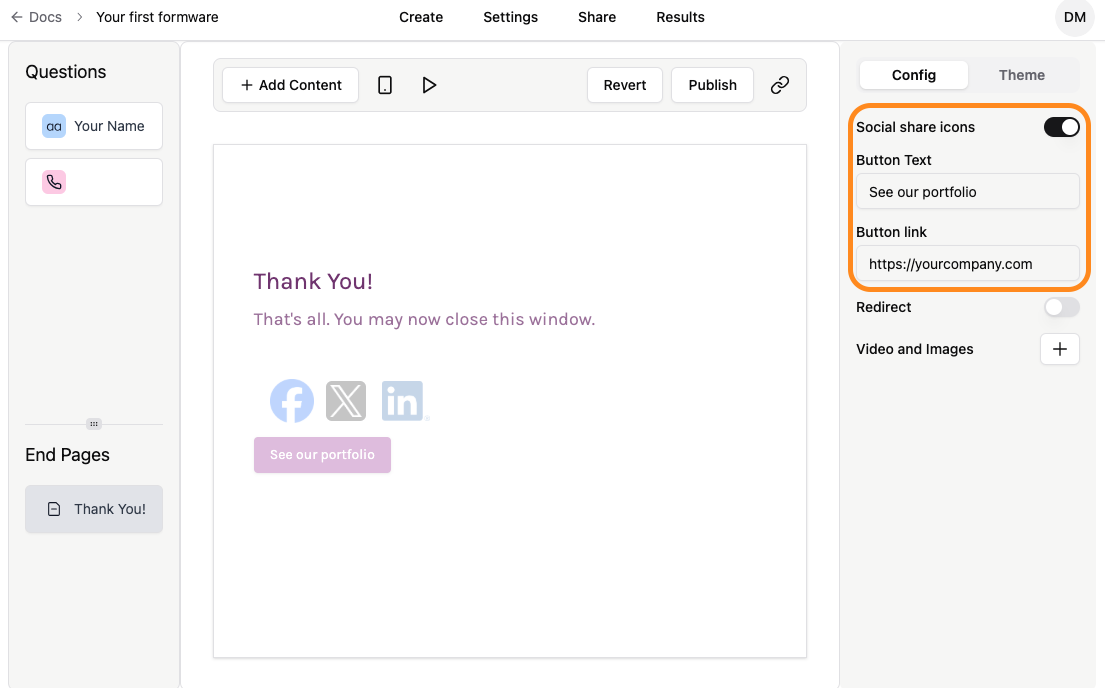 Customise button properties