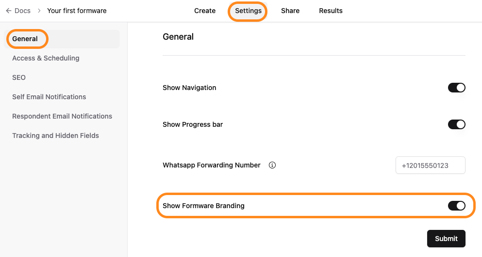 Remove Formware Branding